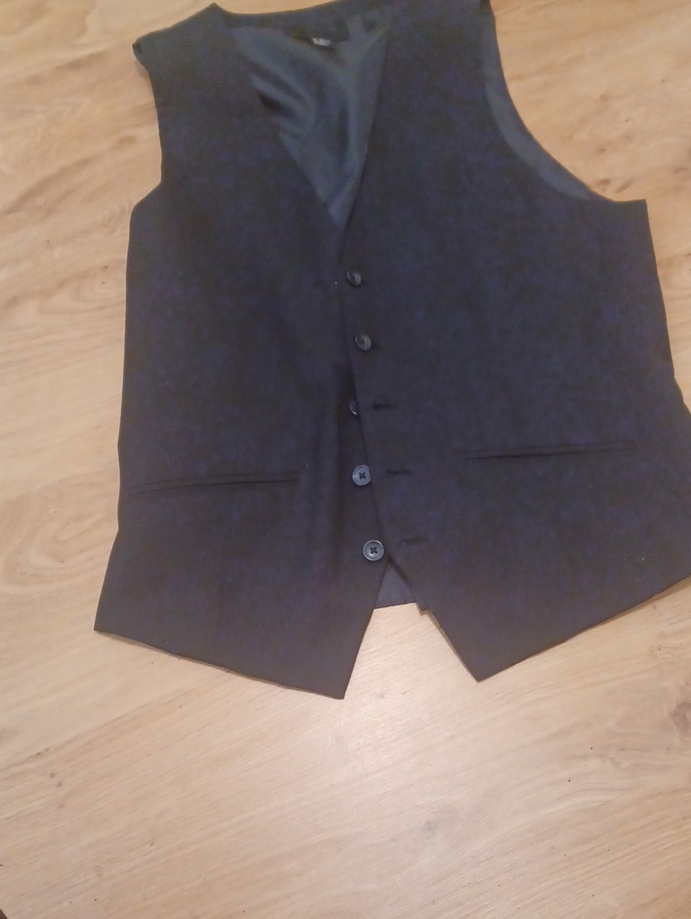 H.M. Vest Mens Black Lined Polyester Blend 40R EUC
